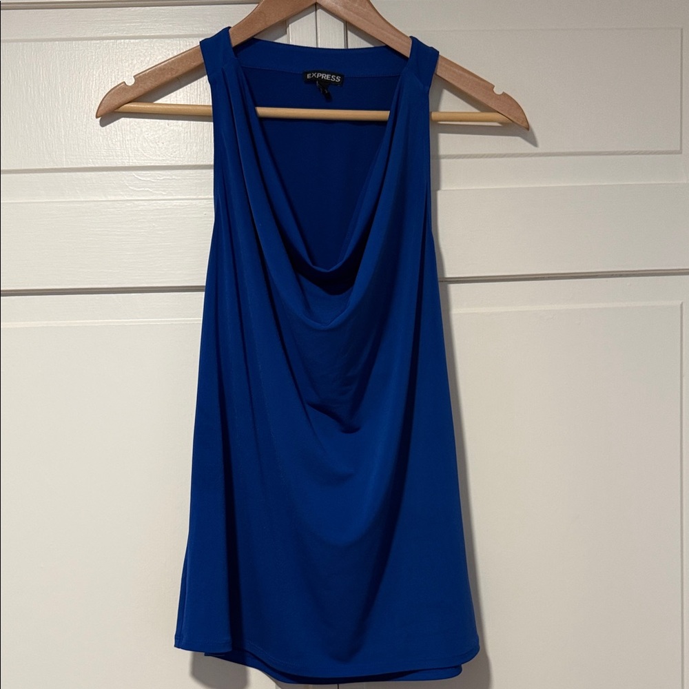 Express Cowl Neck Racer back Tank Top - Blue small
